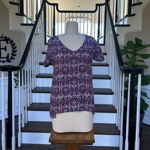 Ella Moss paisley mixed print short sleeve top. Small.